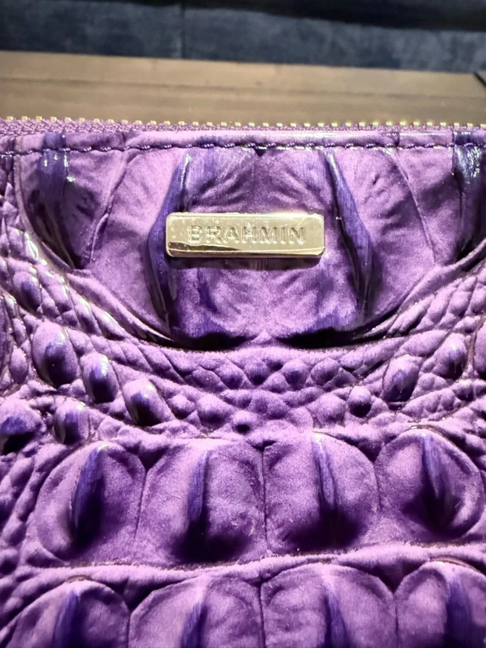 NWT - Brahmin Daisy Wristlet in Heroic Purple w/dustbag & registration card - Picture 3 of 12